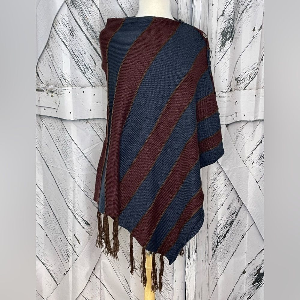 Curations striped knit poncho